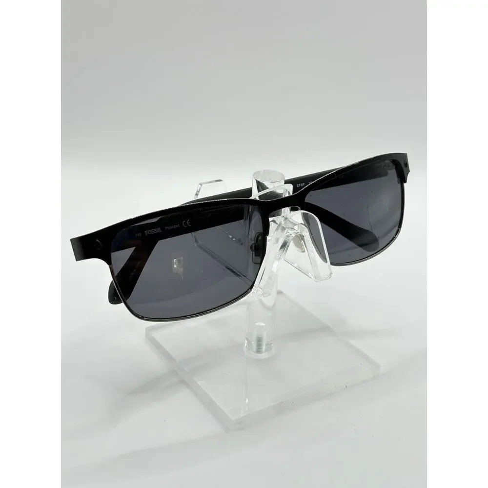 Fossil Rectangular Sunglasses Black Gray Polarized Men 57mm